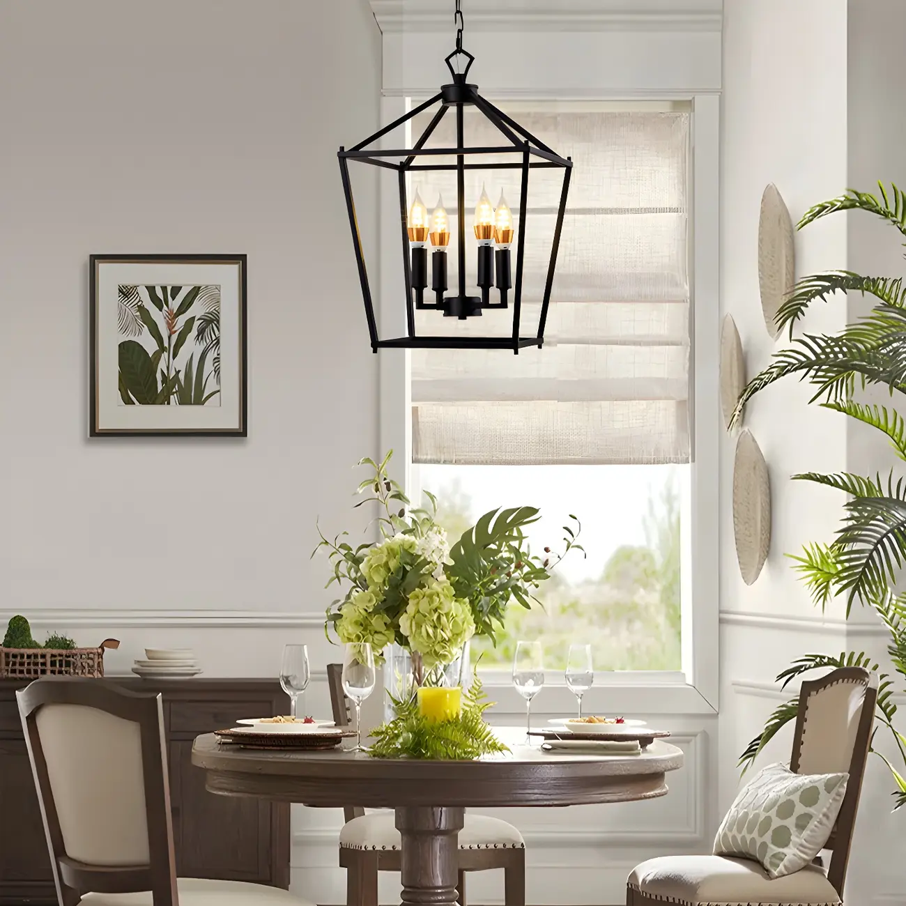 Gold Lantern Metal Frame Modern Linear Chandelier Light Image - 2 | homeyfad