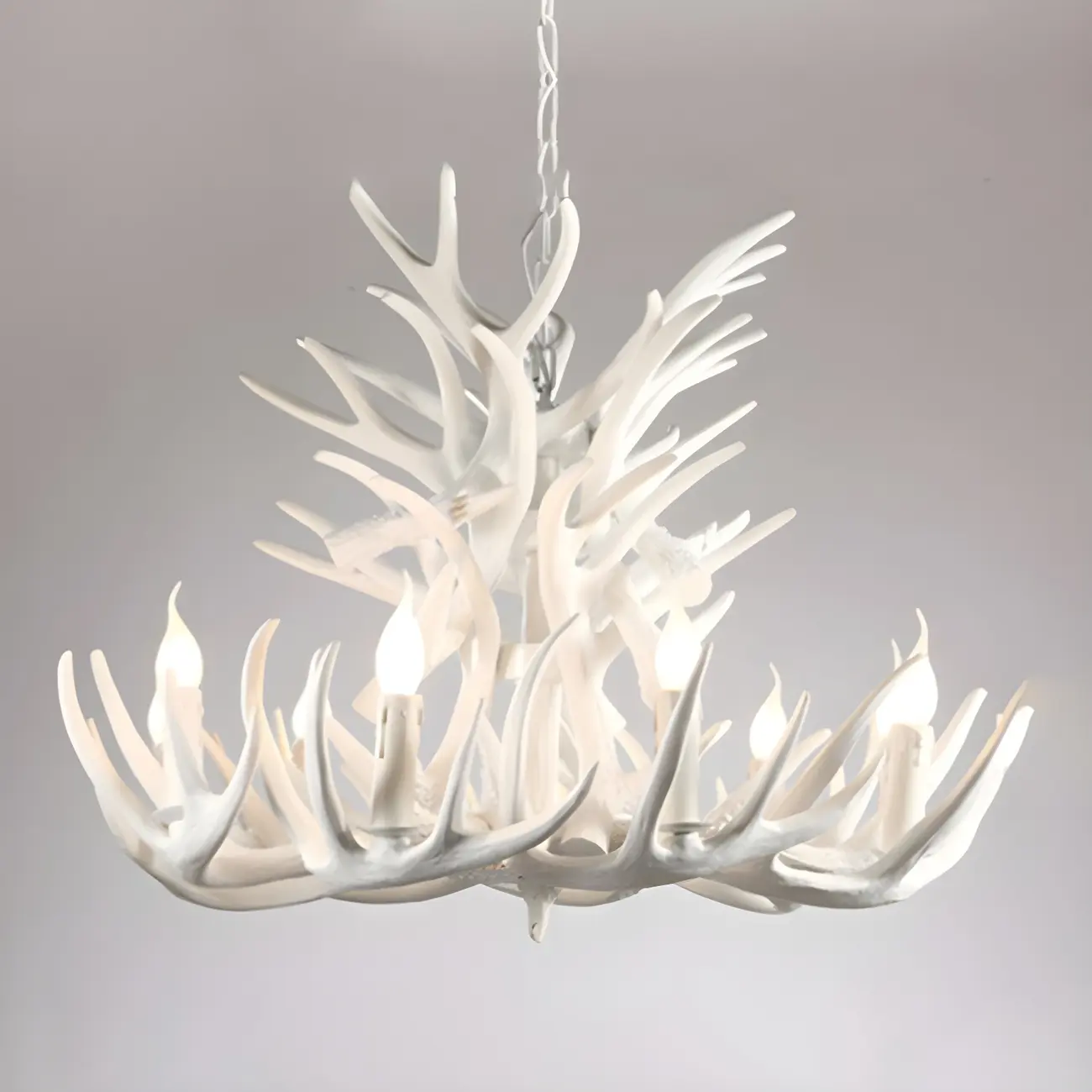 Rustic Large Antler Candelabra Chandelier with 2 Tiers | homeyfad