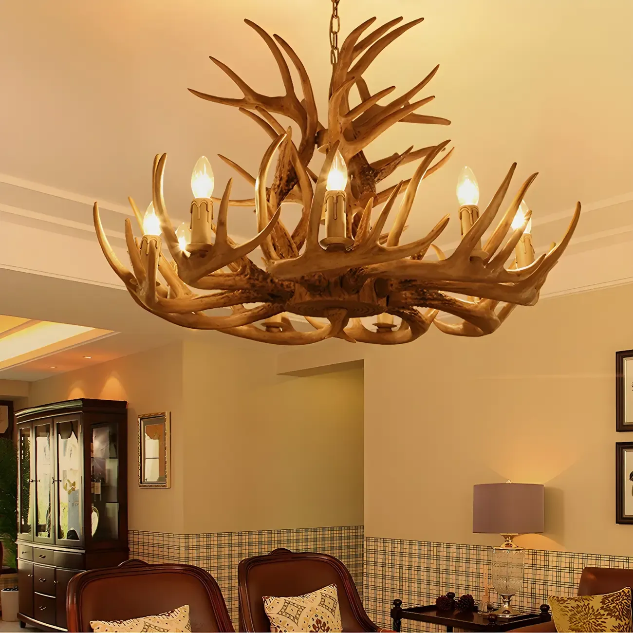 Rustic Large Antler Candelabra Chandelier with 2 Tiers  Image - 4