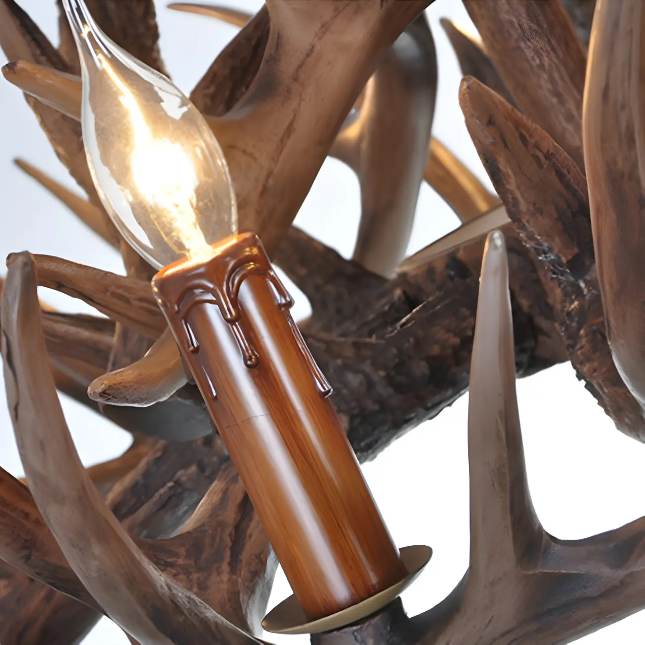 Rustic Large Antler Candelabra Chandelier with 2 Tiers  Image - 6 | homeyfad