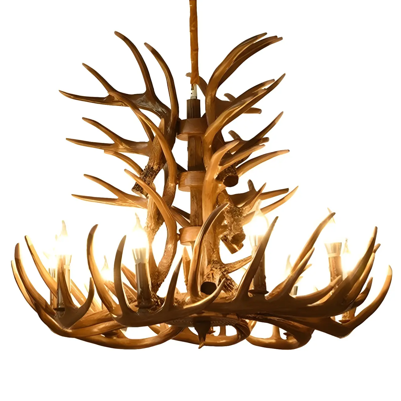 Rustic Large Antler Candelabra Chandelier with 2 Tiers  Image - 9 | homeyfad