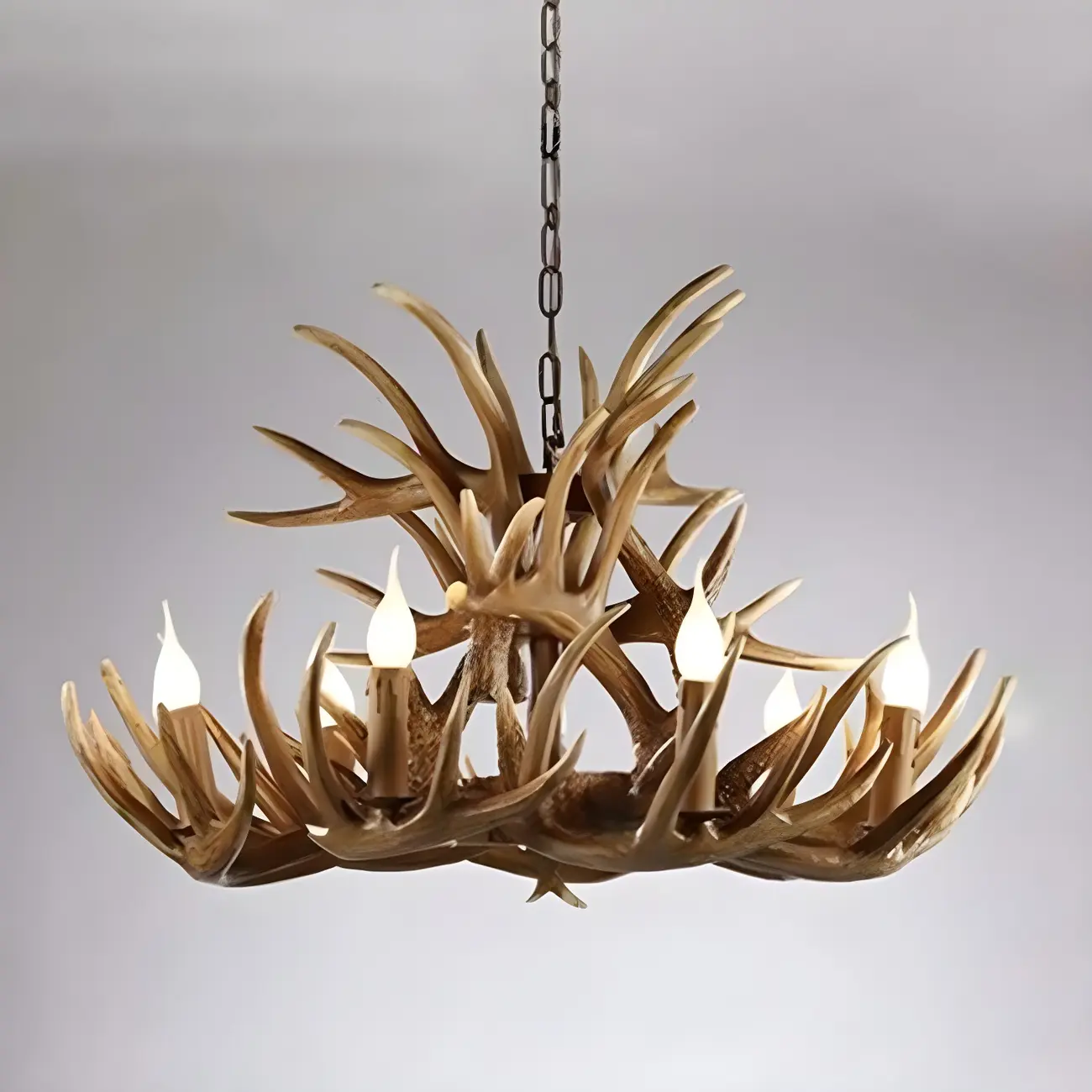 Rustic Large Antler Candelabra Chandelier with 2 Tiers  Image - 13 | homeyfad