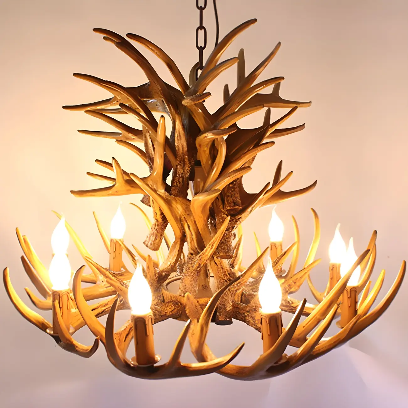 Rustic Large Antler Candelabra Chandelier with 2 Tiers  Image - 14 | homeyfad
