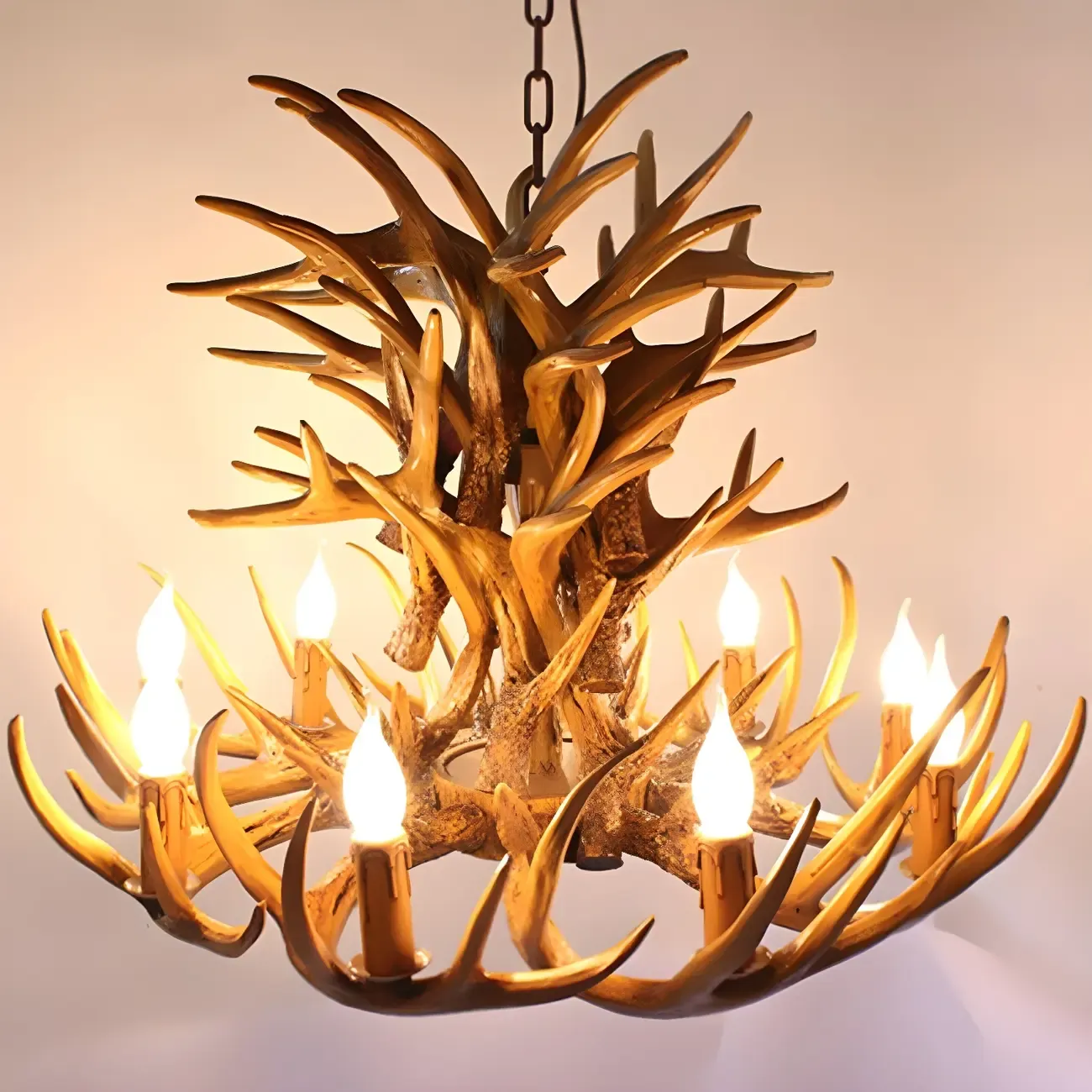 Rustic Large Antler Candelabra Chandelier with 2 Tiers  Image - 14