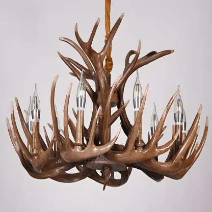 Rustic Large Antler Candelabra Chandelier with 2 Tiers  Image - 20