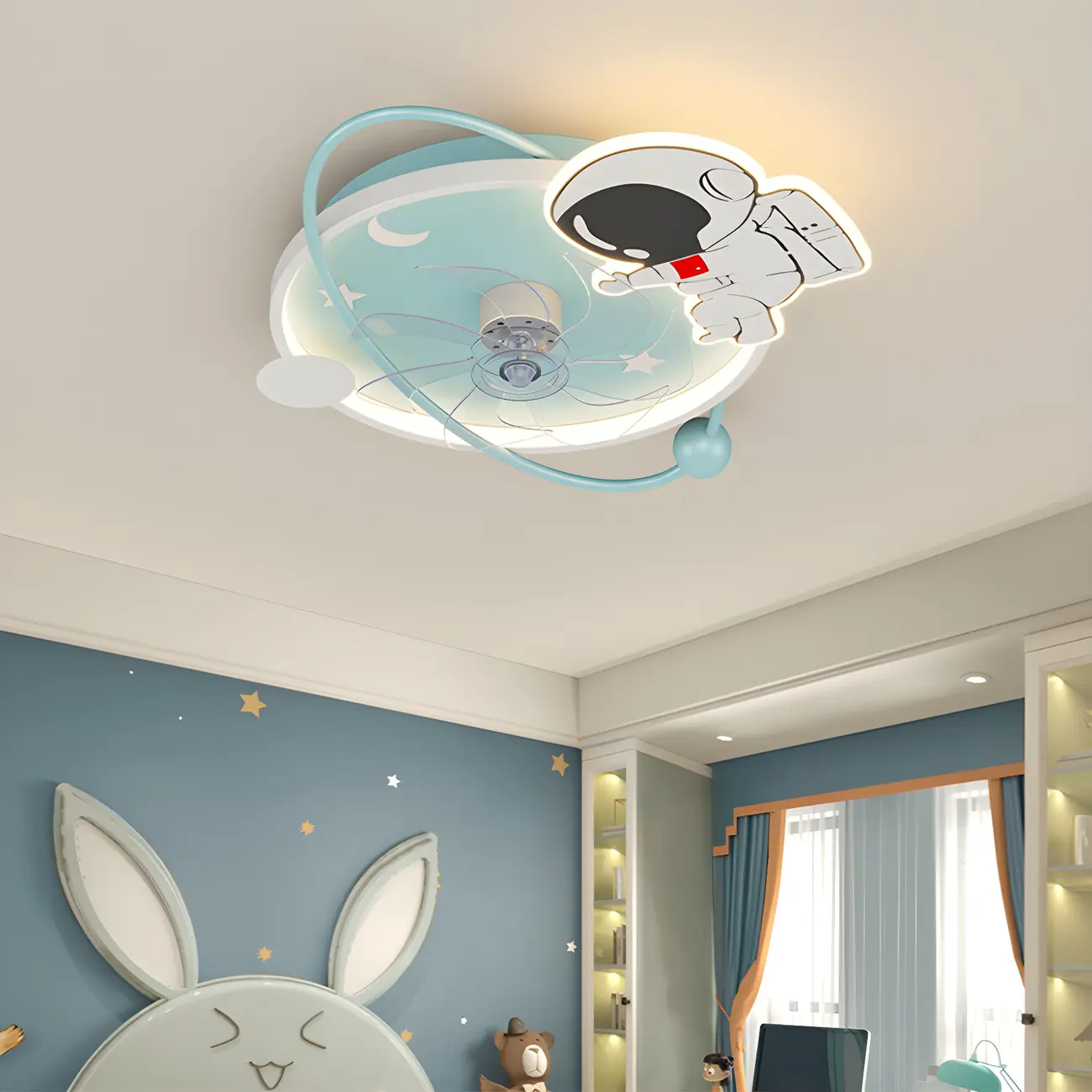 Cartoon Clear Blade LED Ceiling Fan with Light for Kids Room Image - 1 | homeyfad