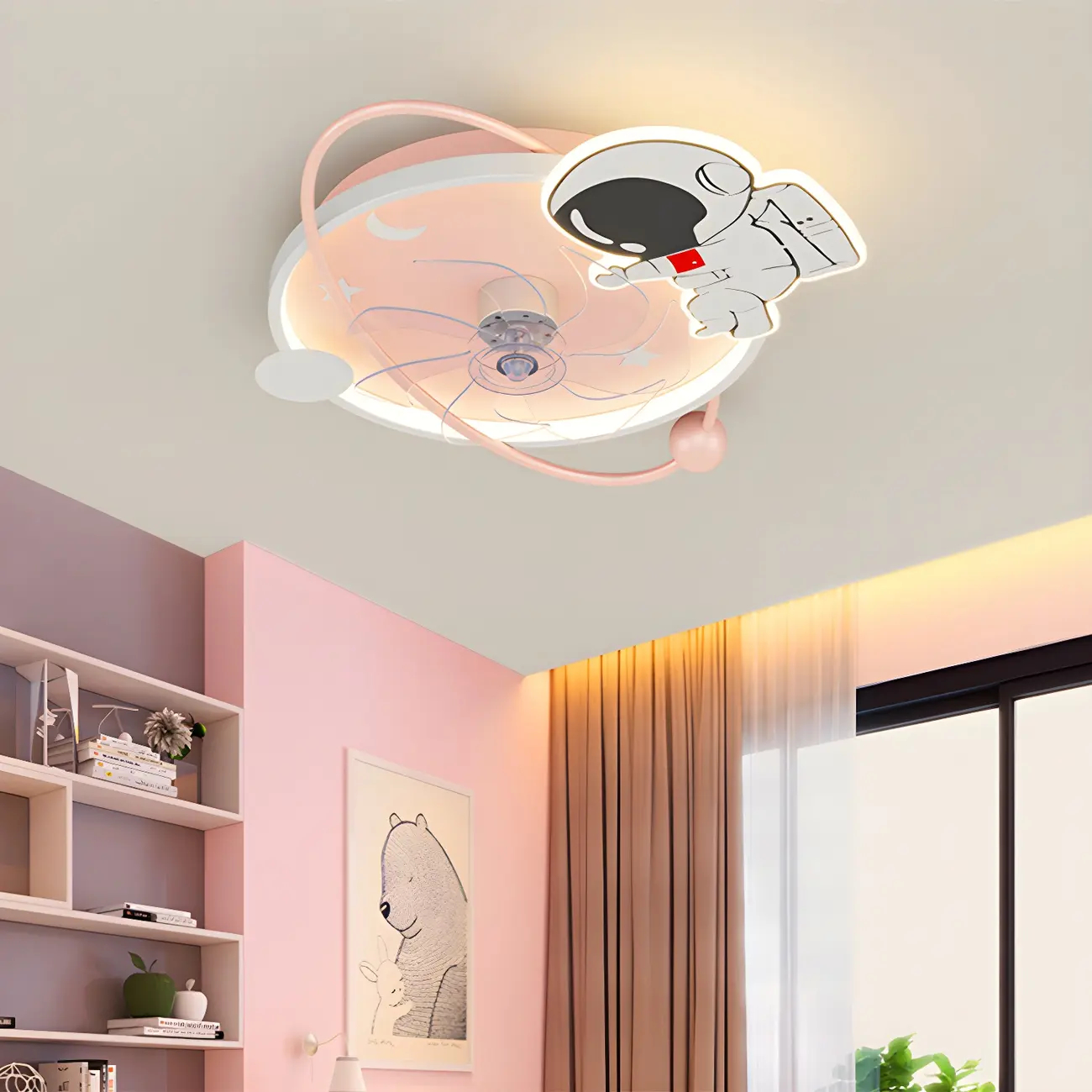 Cartoon Clear Blade LED Ceiling Fan with Light for Kids Room Image - 2 | homeyfad