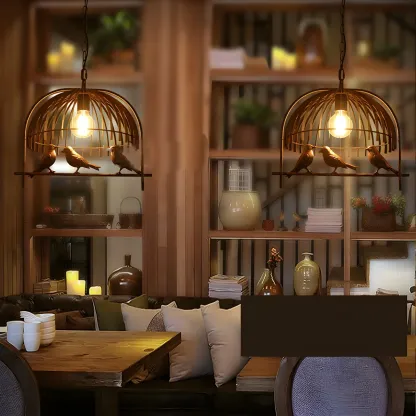 Industrial Metal Birdcage Island Pendant Light for Kitchen Image - 2