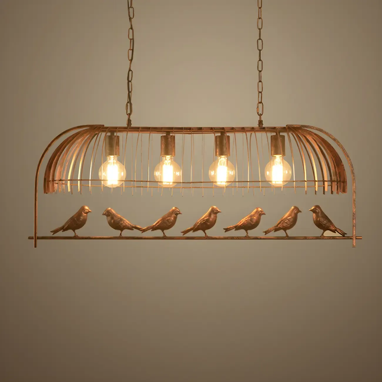 Industrial Metal Birdcage Island Pendant Light for Kitchen Image - 4