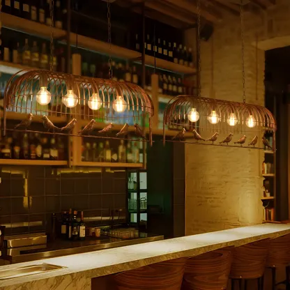 Industrial Metal Birdcage Island Pendant Light for Kitchen Image - 1