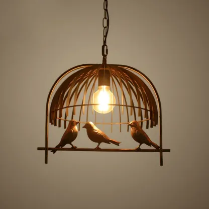 Industrial Metal Birdcage Island Pendant Light for Kitchen Image - 3
