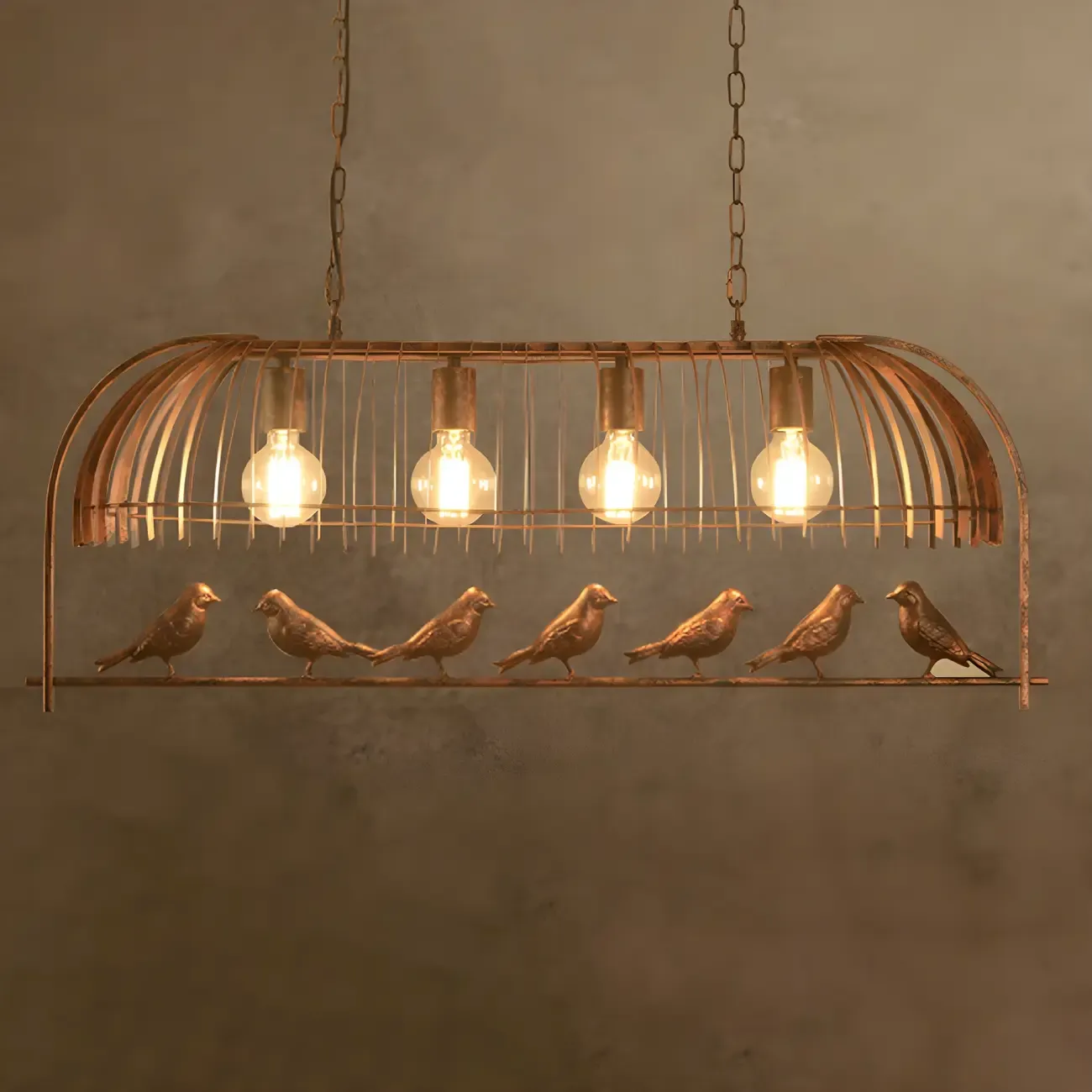 Industrial Metal Birdcage Island Pendant Light for Kitchen Image - 5
