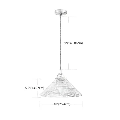 Industrial Clear Glass Cone Pendant Light Fixture