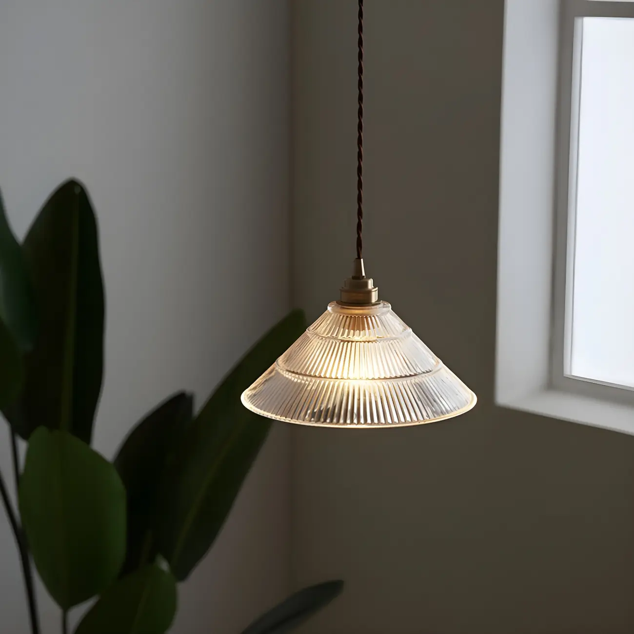 Industrial Clear Glass Cone Pendant Light Fixture | homeyfad