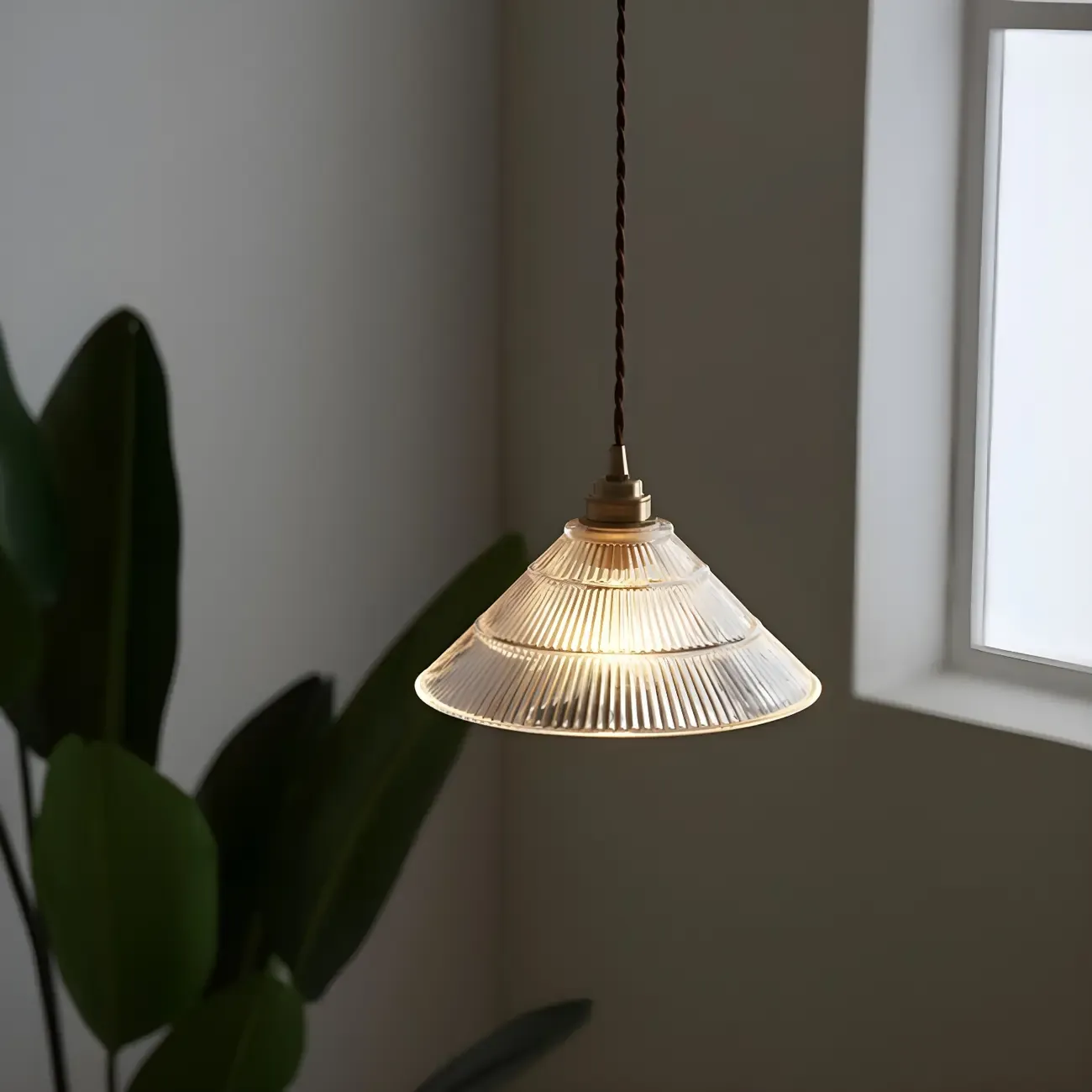 Industrial Clear Glass Cone Pendant Light Fixture