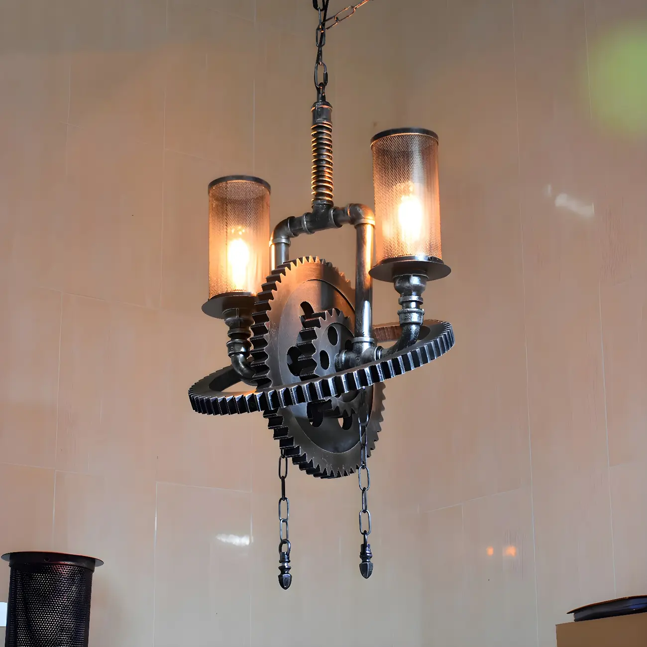 Black Metal Gear Industrial Steampunk Chandelier | homeyfad