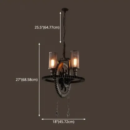 Black Metal Gear Industrial Steampunk Chandelier
