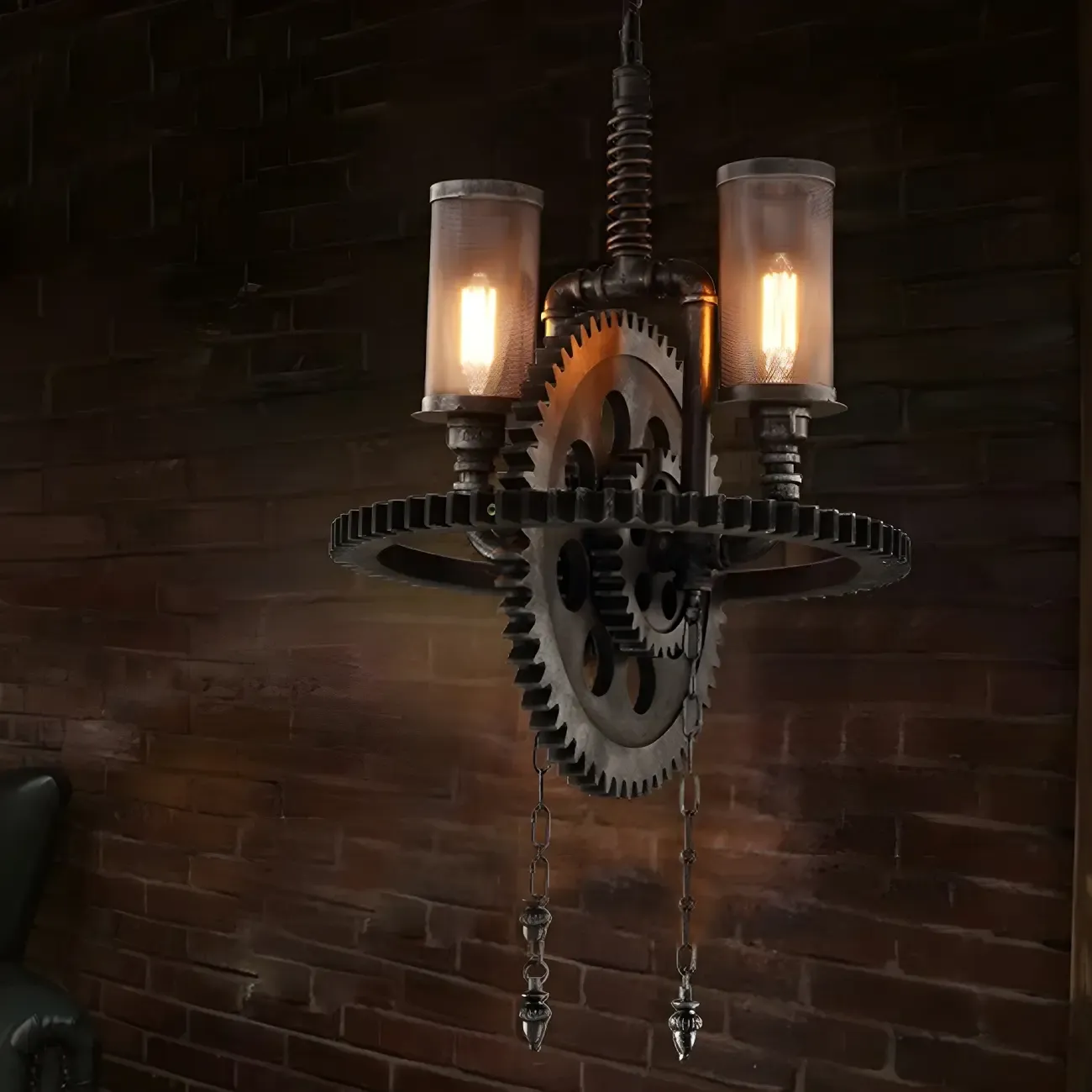 Black Metal Gear Industrial Steampunk Chandelier
