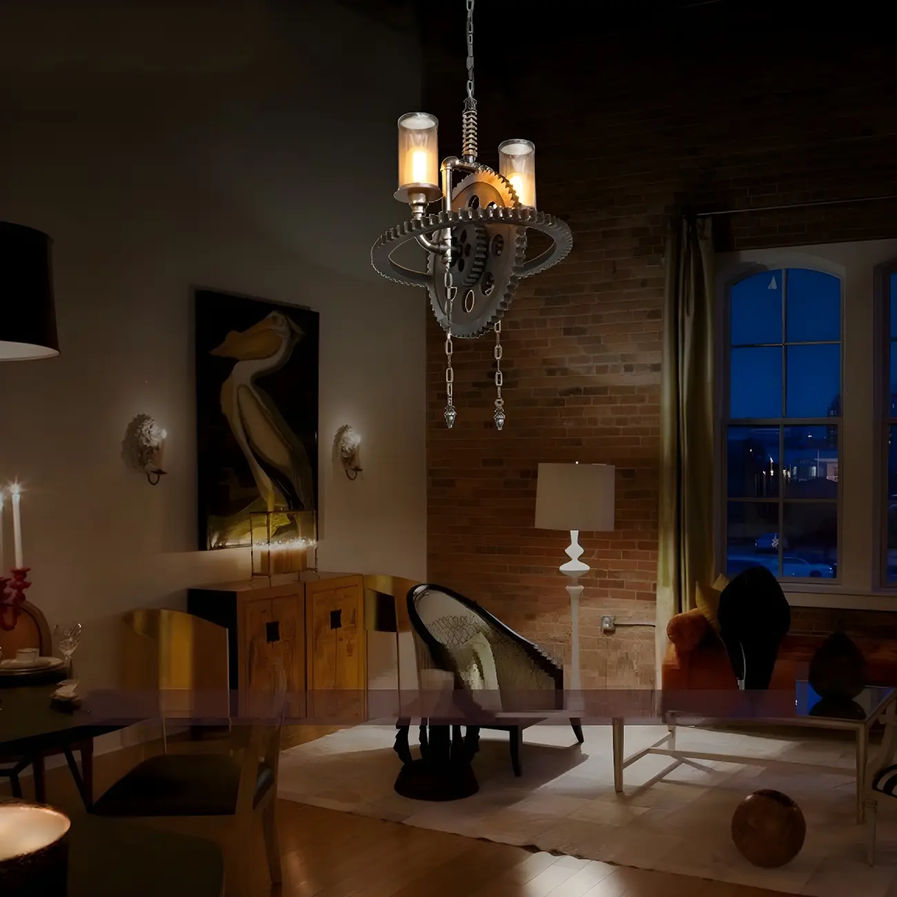 Black Metal Gear Industrial Steampunk Chandelier | homeyfad