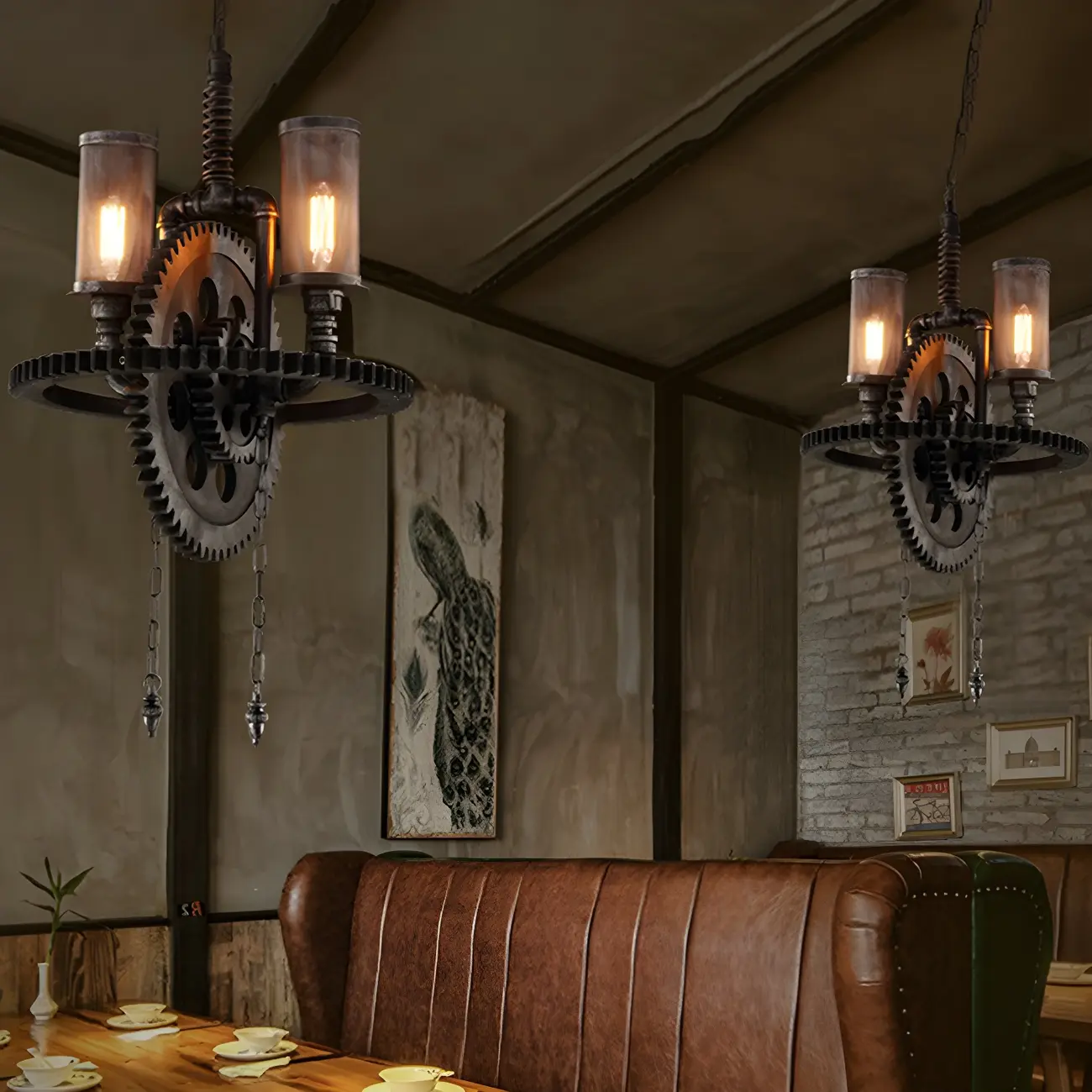 Black Metal Gear Industrial Steampunk Chandelier | homeyfad