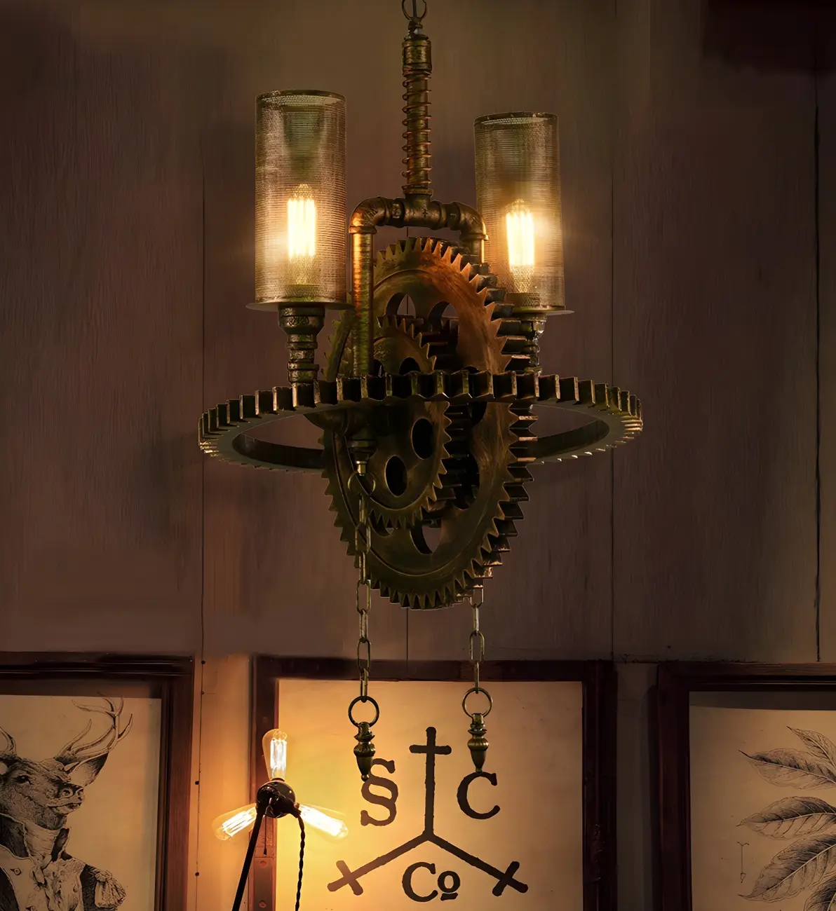 Black Metal Gear Industrial Steampunk Chandelier | homeyfad