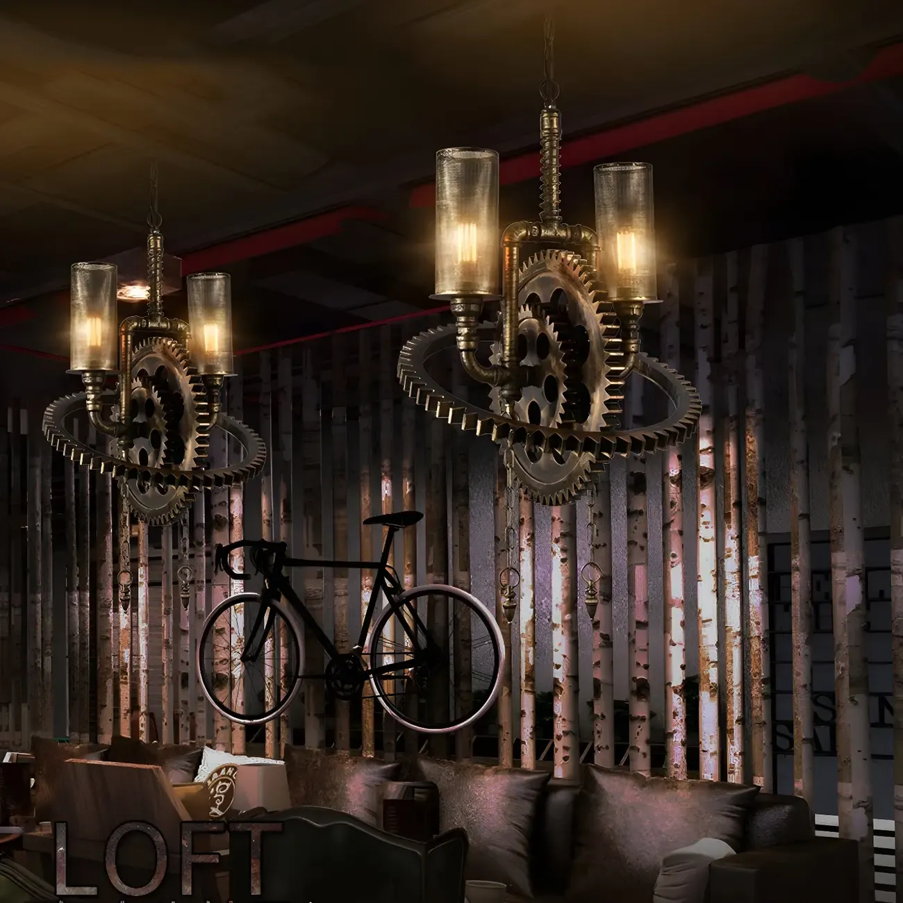 Black Metal Gear Industrial Steampunk Chandelier