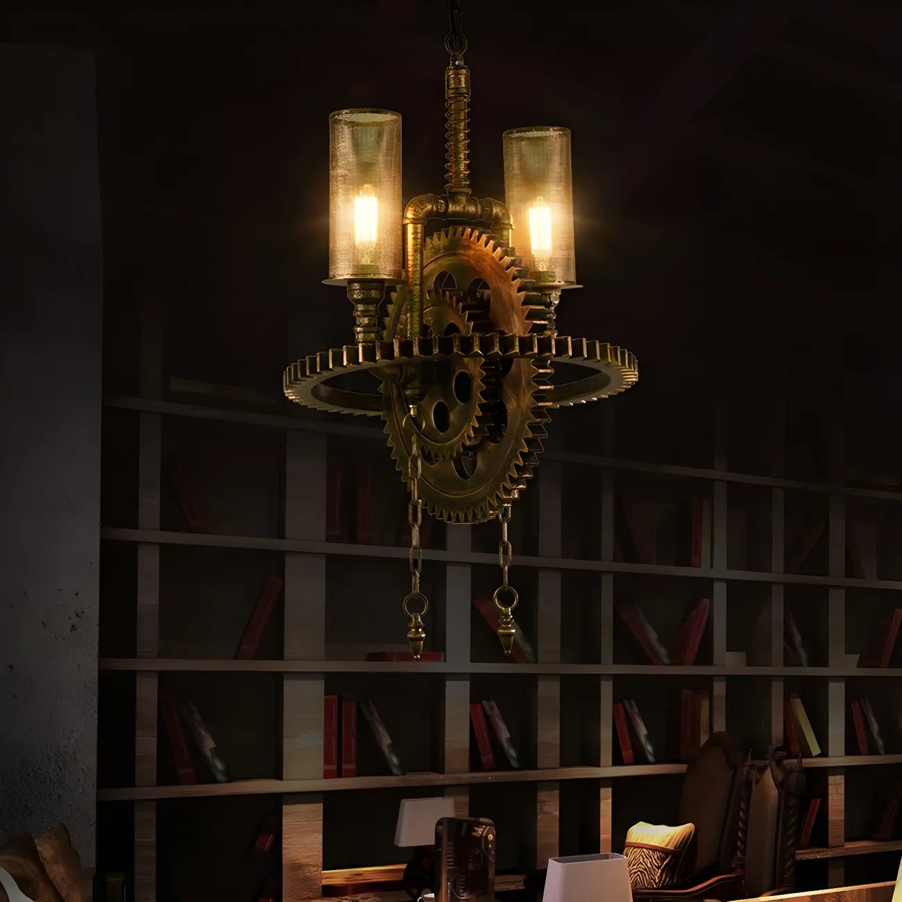 Black Metal Gear Industrial Steampunk Chandelier | homeyfad