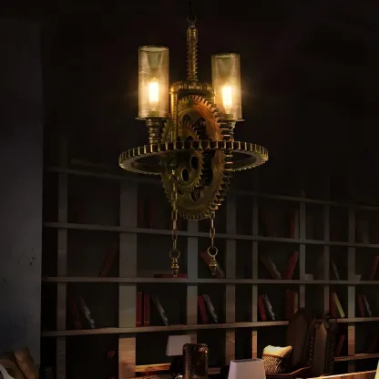 Black Metal Gear Industrial Steampunk Chandelier
