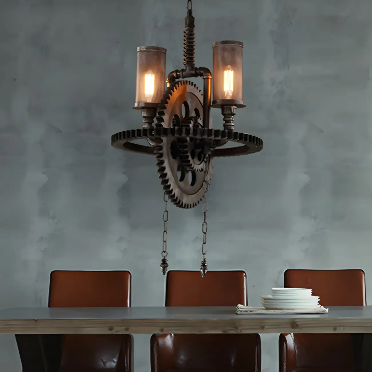 Black Metal Gear Industrial Steampunk Chandelier | homeyfad