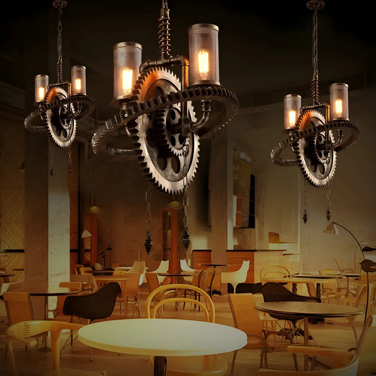 Black Metal Gear Industrial Steampunk Chandelier | homeyfad