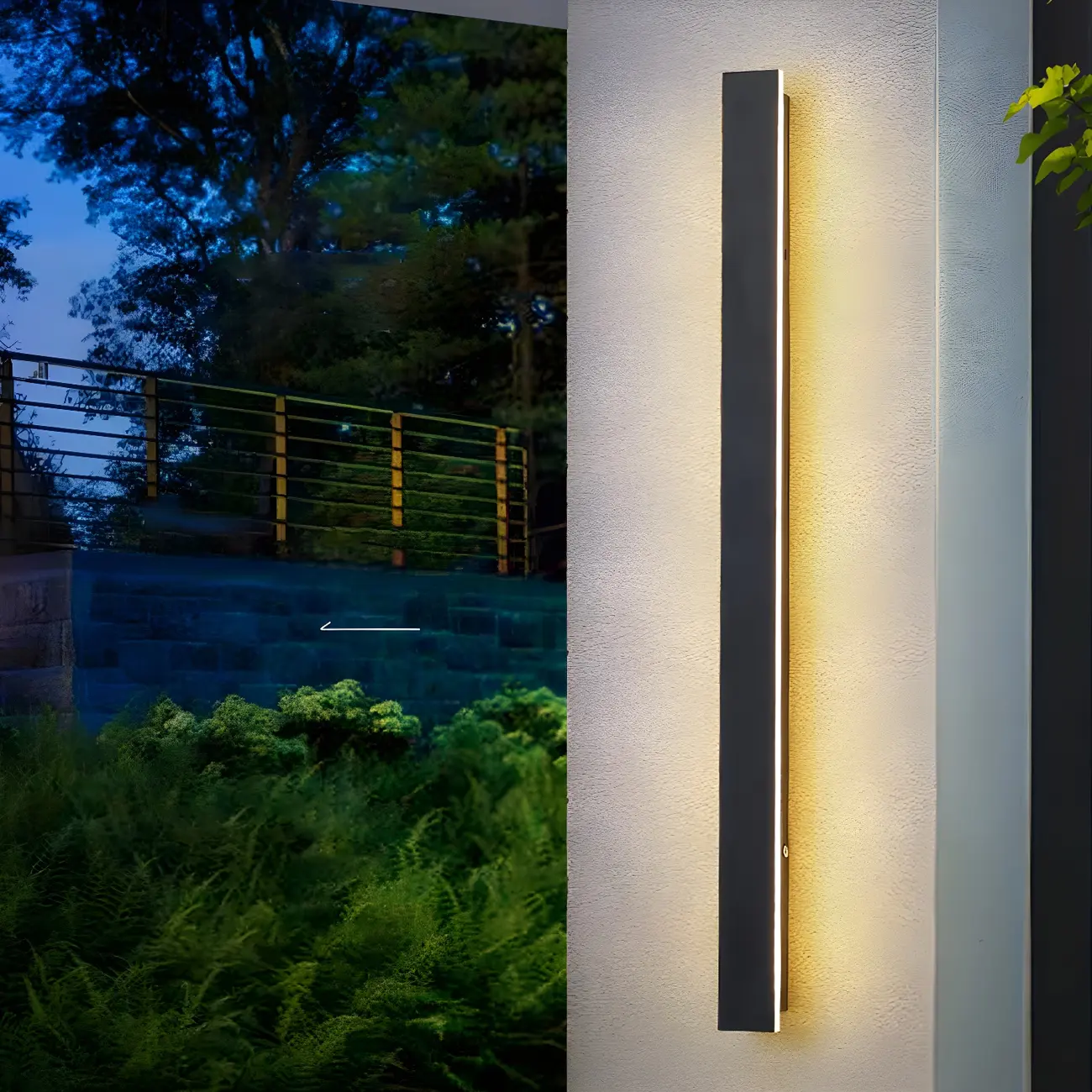 Modern Metal Black Linear LED Outdoor Wall Light | homeyfad