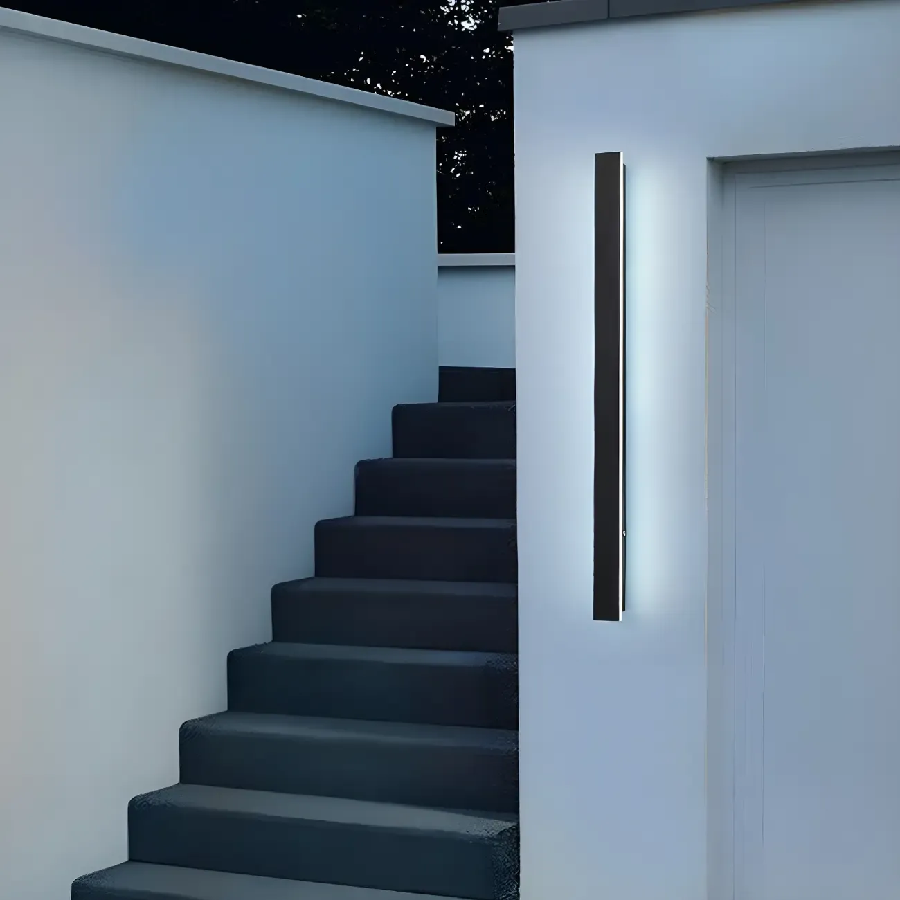 Modern Metal Black Linear LED Outdoor Wall Light