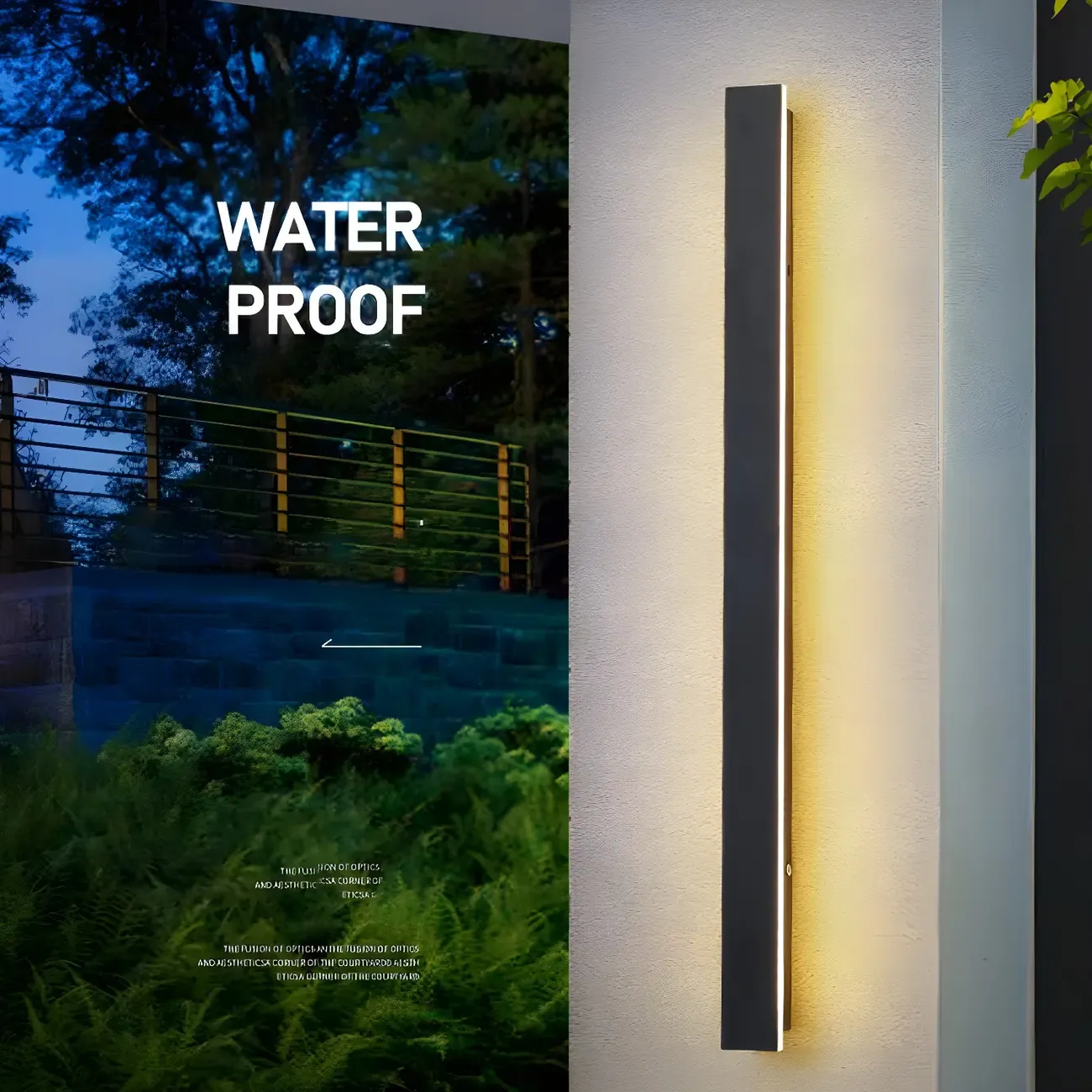 Modern Metal Black Linear LED Outdoor Wall Light