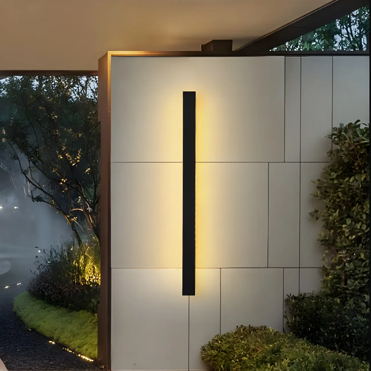 Modern Metal Black Linear LED Outdoor Wall Light | homeyfad