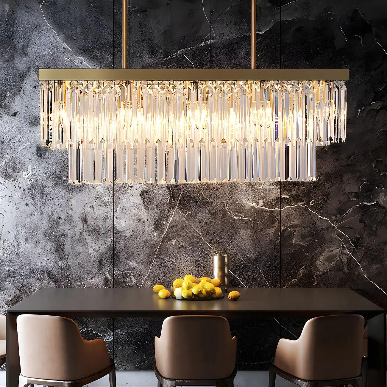 Modern Large Crystal Rectangle Island Pendant Light Image - 2 | homeyfad