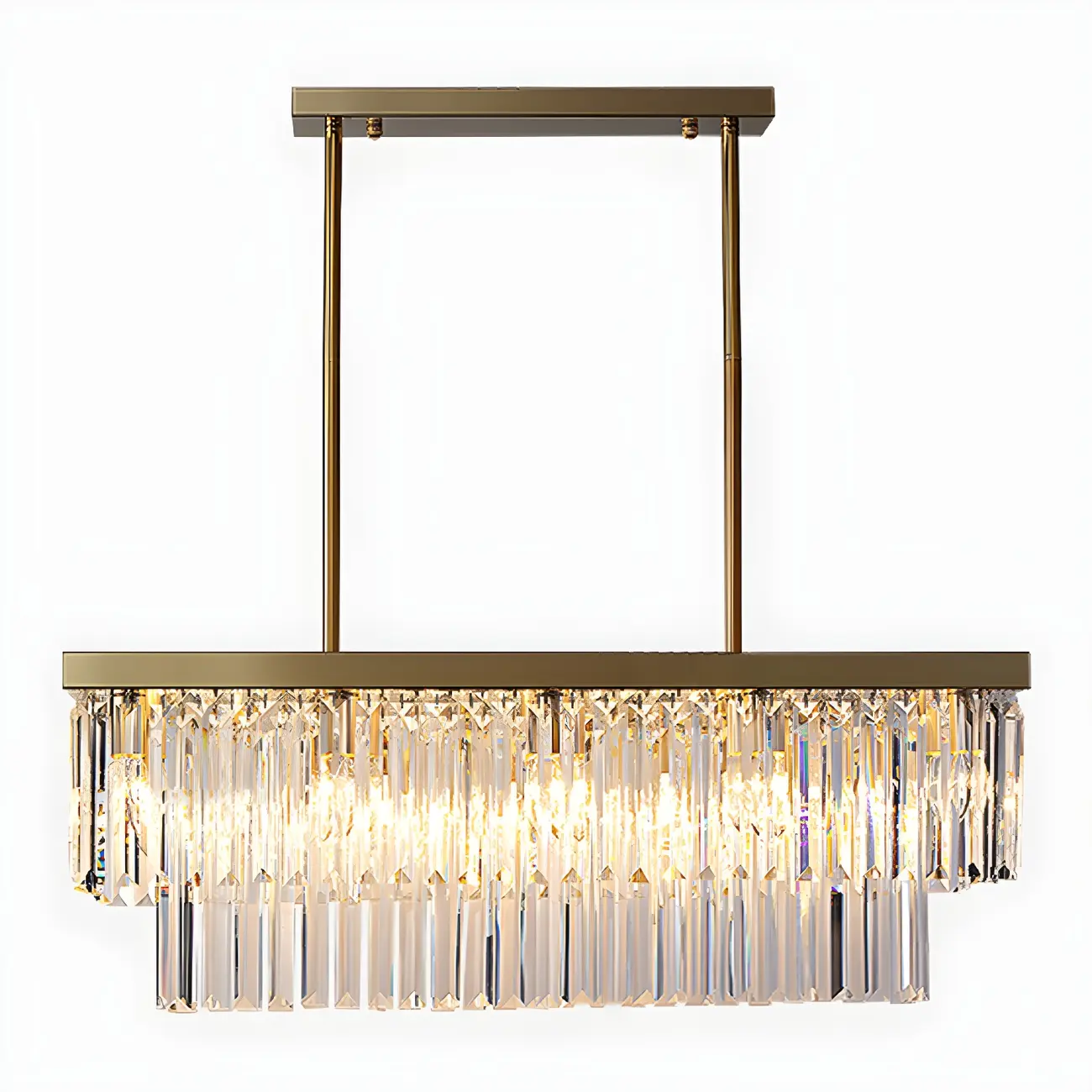 Modern Large Crystal Rectangle Island Pendant Light Image - 5 | homeyfad