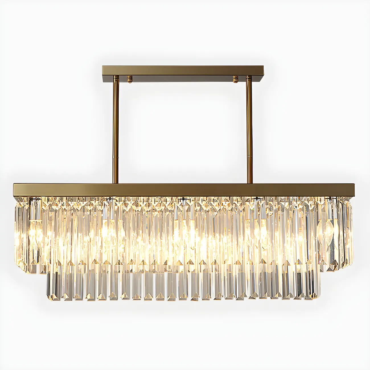 Modern Large Crystal Rectangle Island Pendant Light Image - 7 | homeyfad