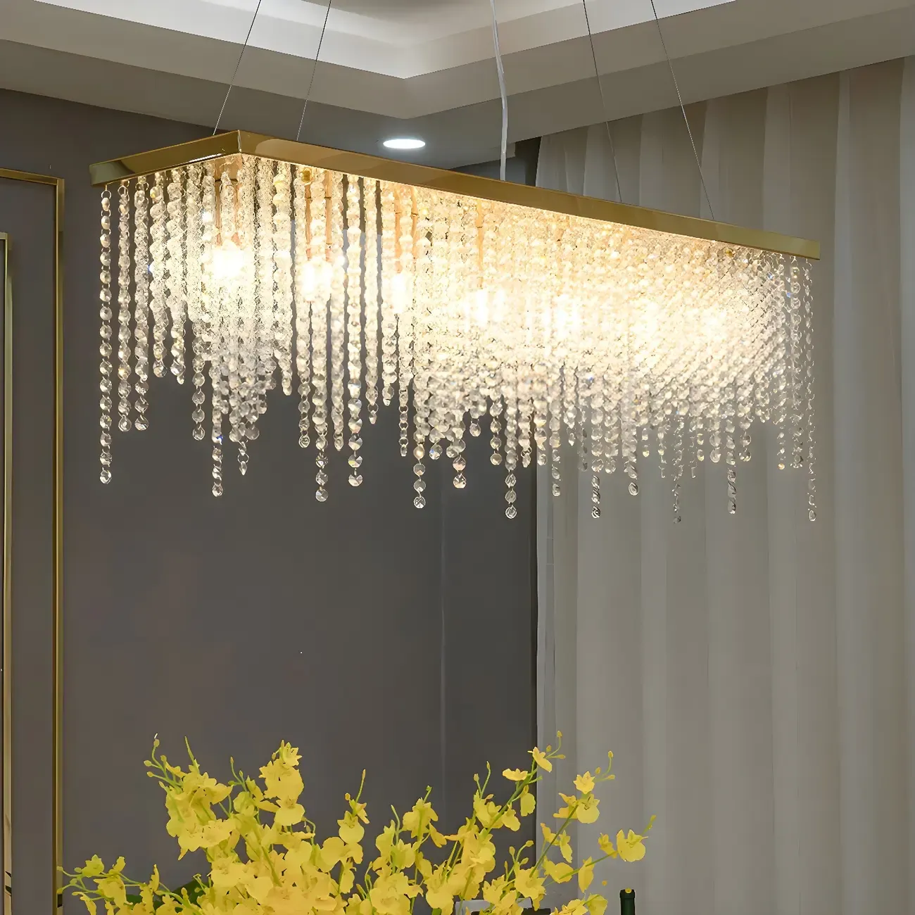 Kitchen Luxury Modern Gold Crystal Pendant Light Image - 3