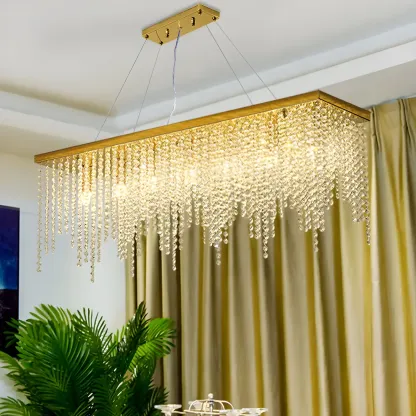 Kitchen Luxury Modern Gold Crystal Pendant Light Image - 2