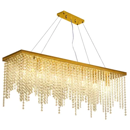 Kitchen Luxury Modern Gold Crystal Pendant Light Image - 8