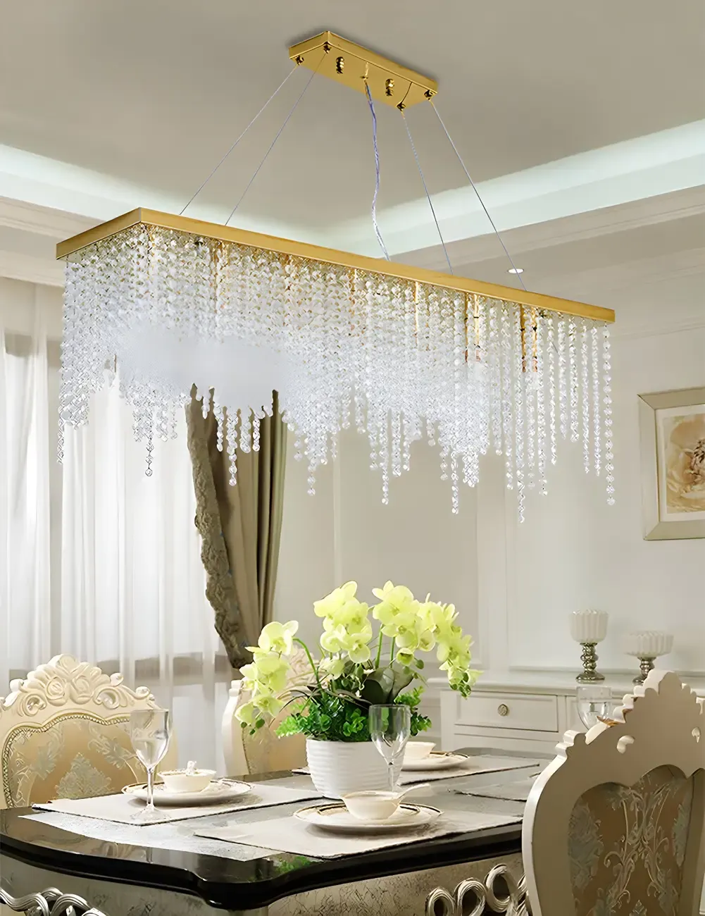 Kitchen Luxury Modern Gold Crystal Pendant Light Image - 12