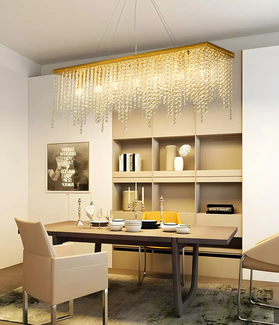 Kitchen Luxury Modern Gold Crystal Pendant Light Image - 4