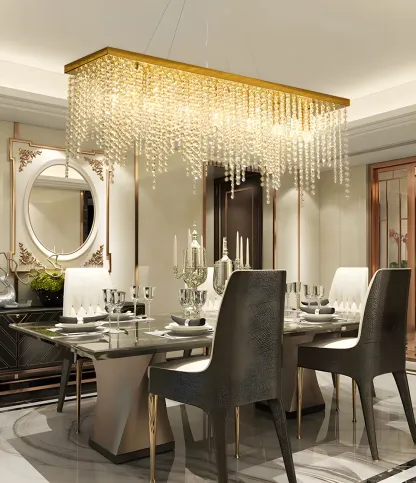 Kitchen Luxury Modern Gold Crystal Pendant Light Image - 7