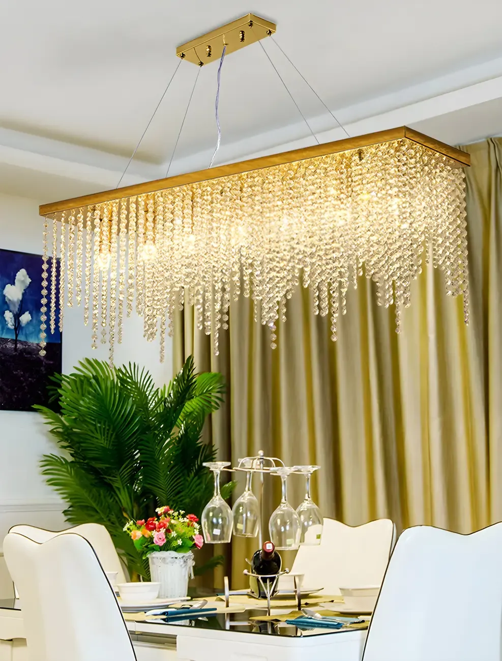 Kitchen Luxury Modern Gold Crystal Pendant Light Image - 13