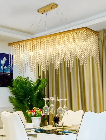 Kitchen Luxury Modern Gold Crystal Pendant Light Image - 13