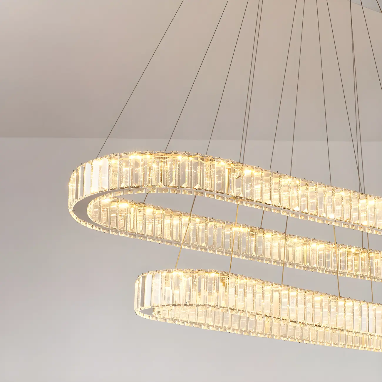 2-Tier Modern Silver Crystal Oval Island Chandelier Image - 5 | homeyfad