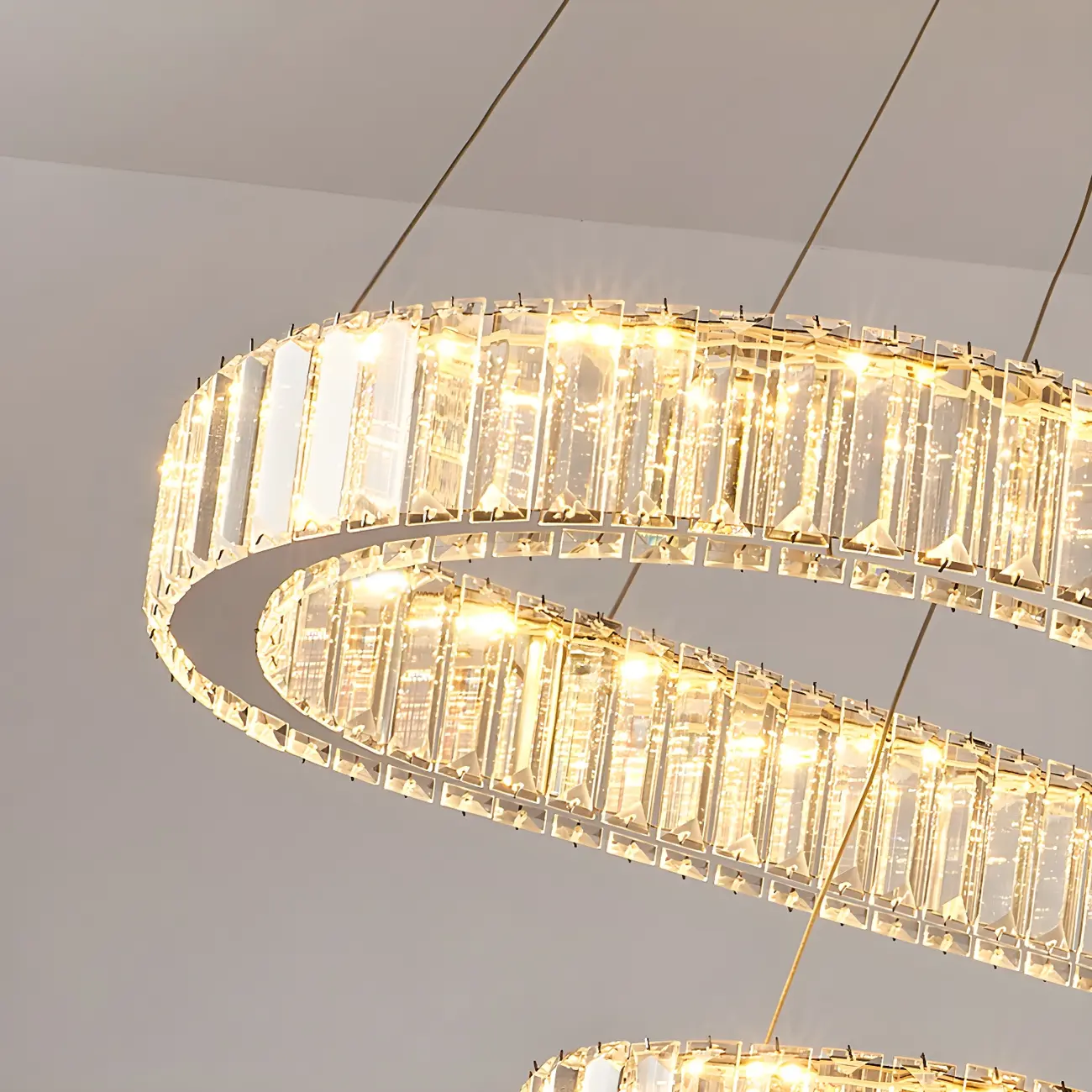 2-Tier Modern Silver Crystal Oval Island Chandelier Image - 6 | homeyfad