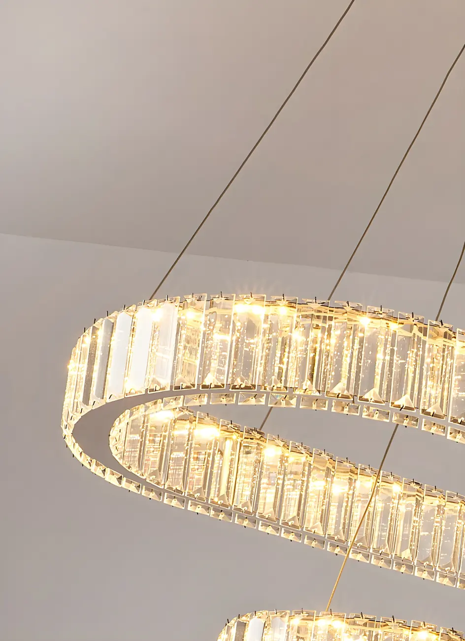 2-Tier Modern Silver Crystal Oval Island Chandelier Image - 11 | homeyfad