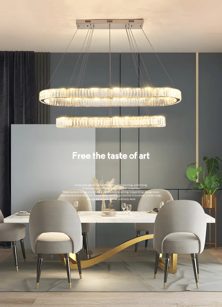 2-Tier Modern Silver Crystal Oval Island Chandelier Image - 12 | homeyfad