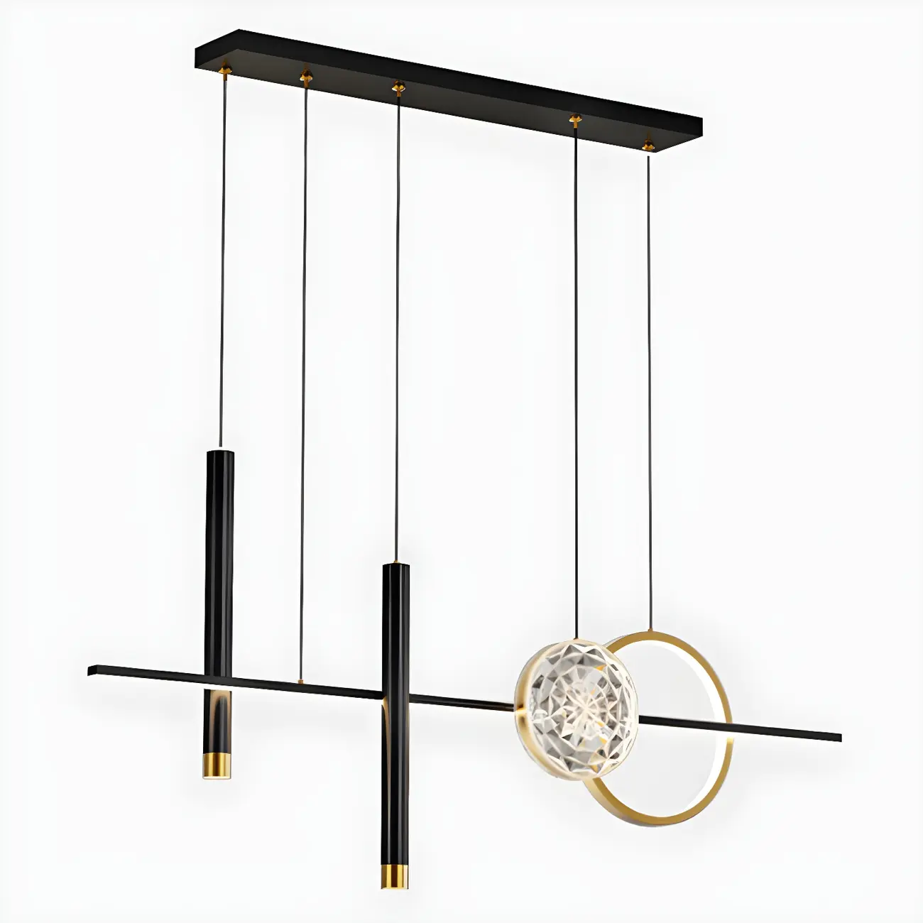 Contemporary LED Gold-Black Linear Island Chandelier Image - 7 | homeyfad